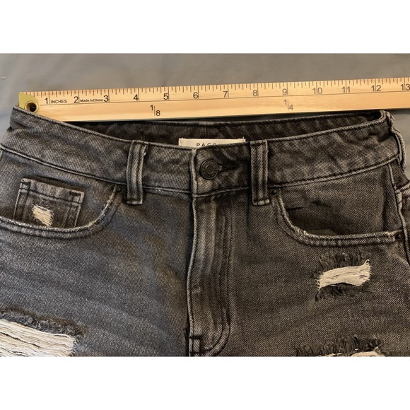 PacSun Mom Shorts 25 Black Faded Distressed Woman's 25x2 Cut Off Cuffed Booty - Picture 5 of 8